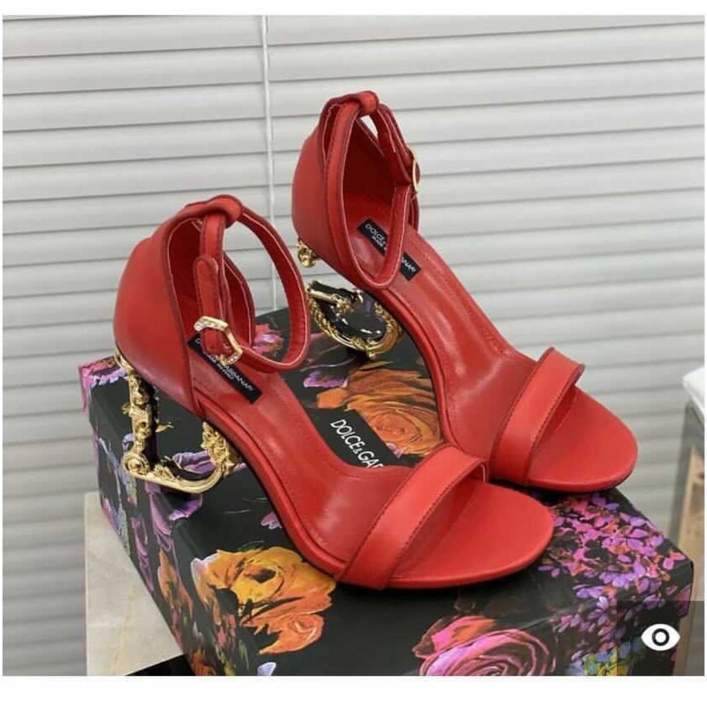 Dolce & Gabbana Red Stiletto Heels with Ankle Strap